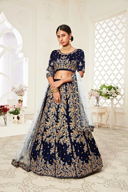 Festival Season Collection Women Wear Lehenga Choli Navy Blue Colour