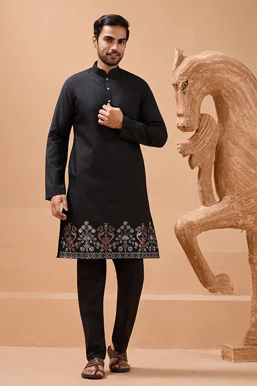 Premium Black Color Special Koti Kurta Set for Mens Wear