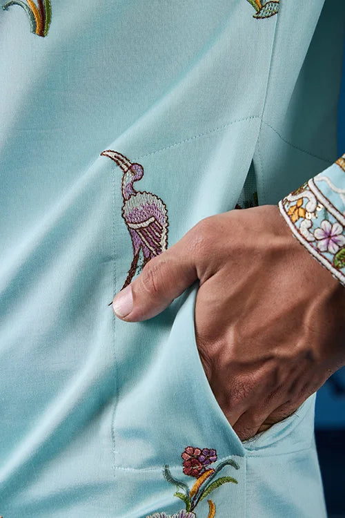 Wedding Celebration Elegant Sky Kurta for Mens Wear