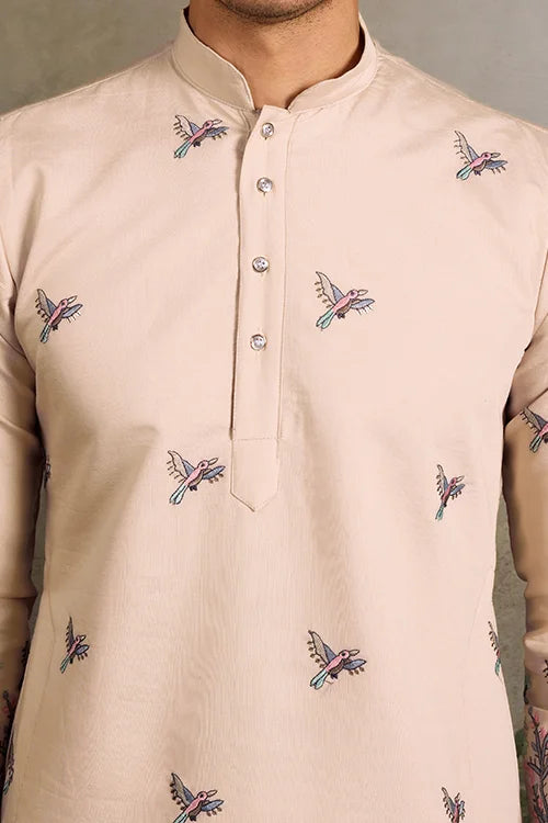 Beige Embroidered Work Beautiful Kurta for Men