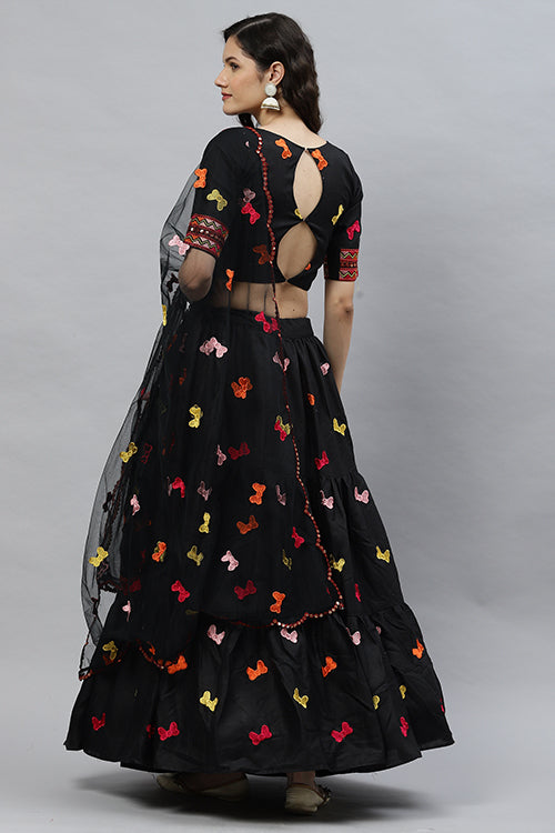 Beautiful Cotton Multi Embroidered Lehenga Choli