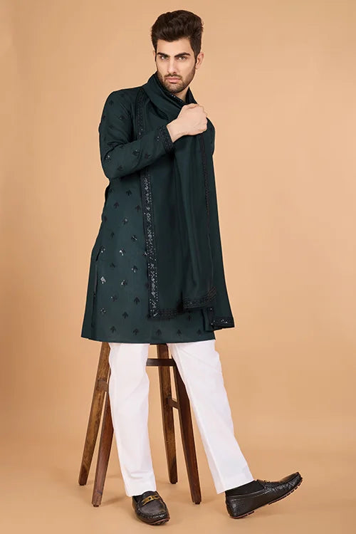 Designer Green Viscose Silk Kurta for Men Online