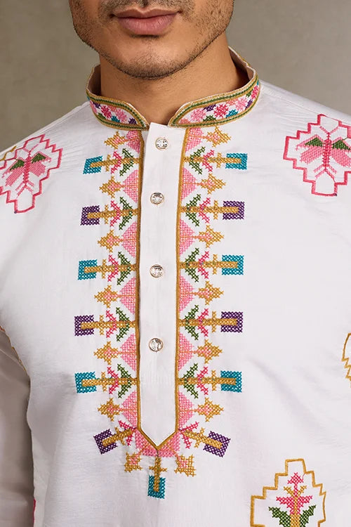 Classy Look Festive Occasion White Kurta for Mens
