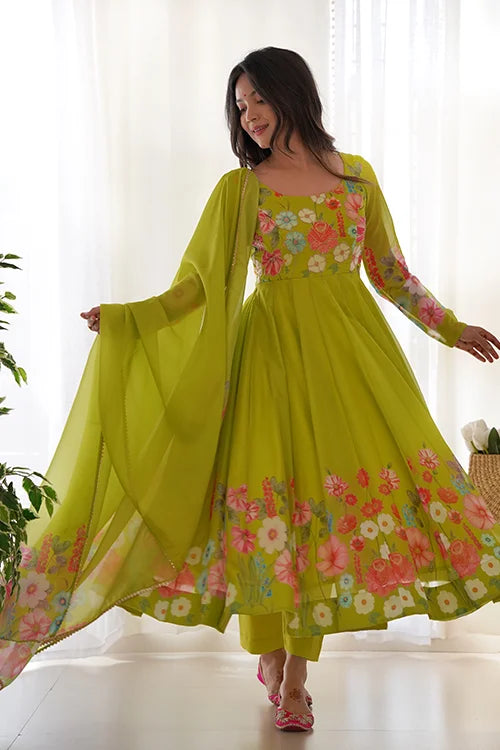 Liril Floral Printed Organza Anarkali Suit Online Shopping