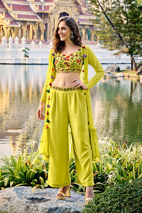 Florescene Georgette Embroidered Three Piece Co-Ord Set