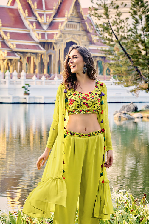 Florescene Georgette Embroidered Three Piece Co-Ord Set