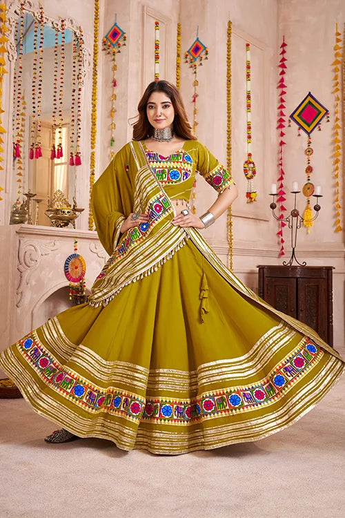 Fluorescent Green Chaniya Choli for Navratri Garba Night