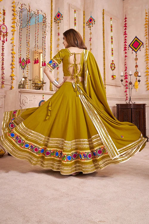 Fluorescent Green Chaniya Choli for Navratri Garba Night
