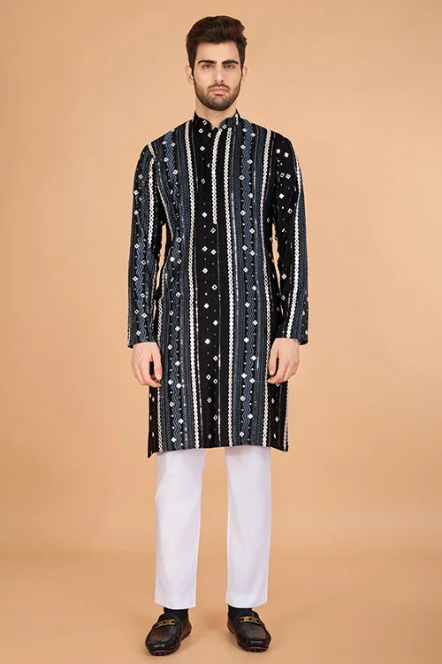 Exclusive Full Heavy Embroidered Wedding Special Mens Kurta