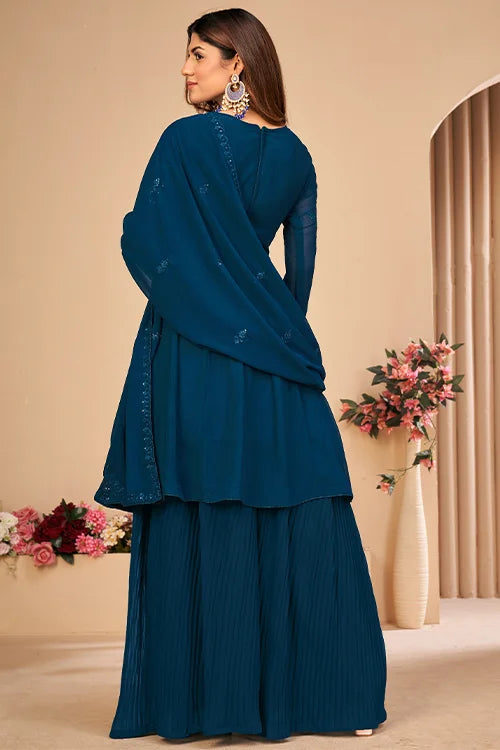Beautiful Bridesmaid Sequins Kurta Sharara Set Dupatta