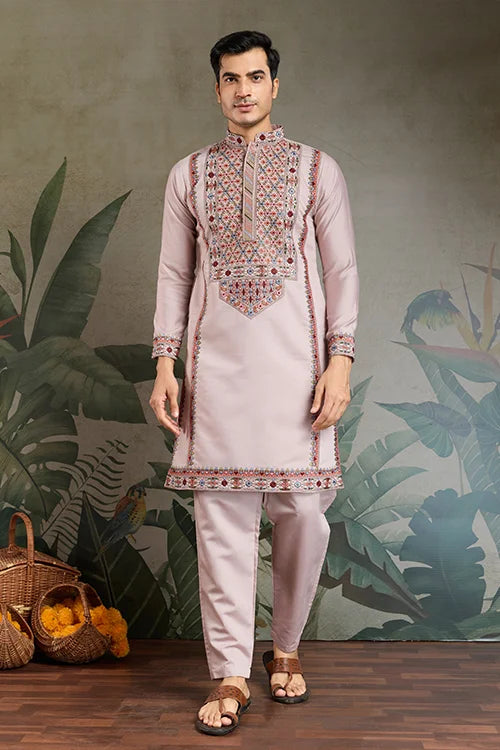 Dusty Pink Ethnic Mens Kurta Pajama for Functions