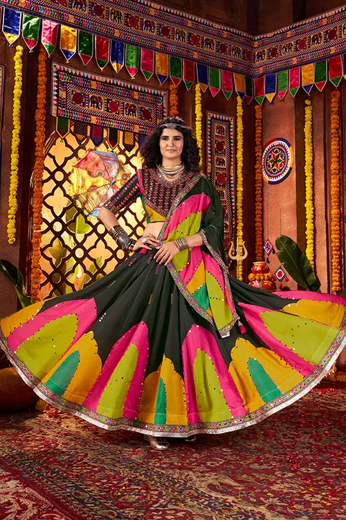 Navratri Special Black Mirror Chaniya Choli Set