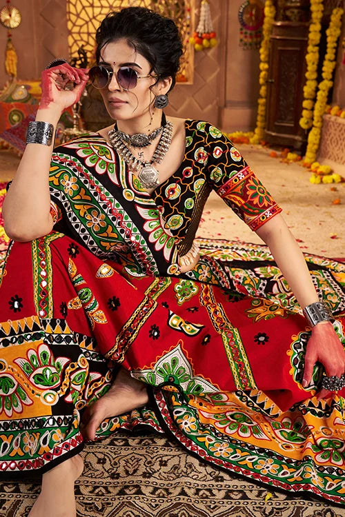 Stylish Maroon Cotton Chaniya Choli for Garba Night