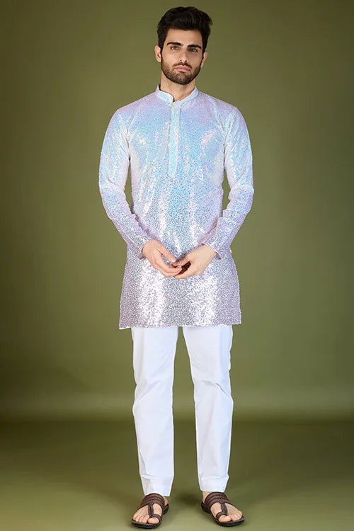 Designer Ombre Pink Georgette Kurta For Men – Stylish & Elegant