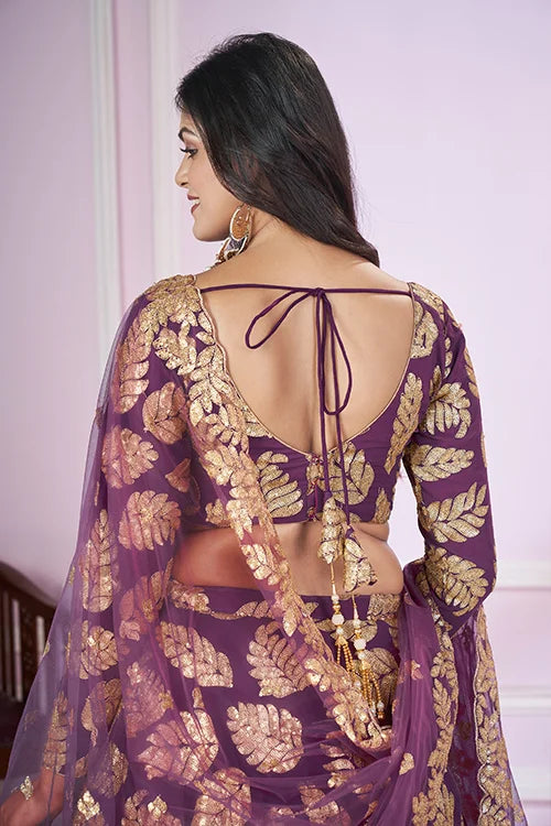 Georgette Lehenga Choli with Sequins & Zari Embroidery