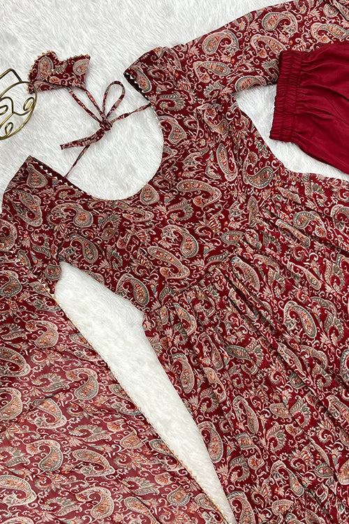 Fox Gerogette Kalamkari Printed Flair Anarkali with Dupatta Set