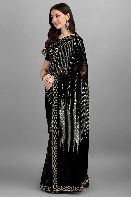 Bollywood Style Pista Green Georgette Saree Online