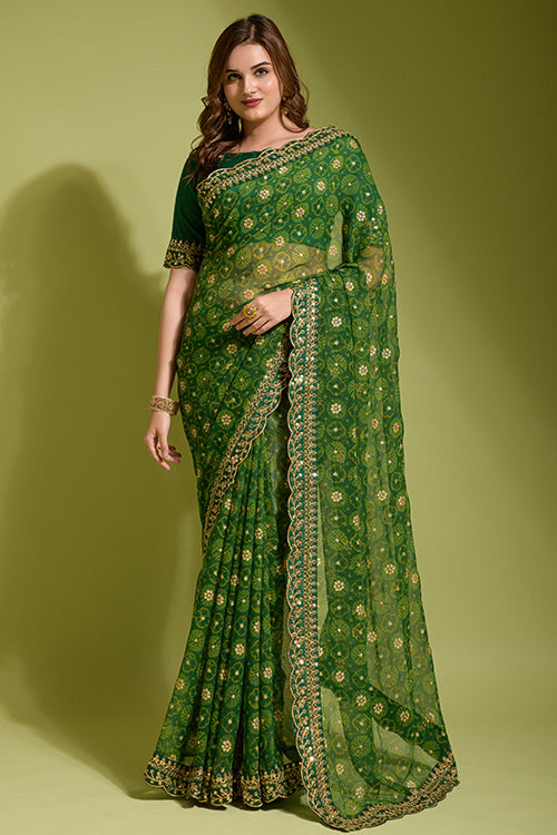Gerogette Sequince Embroidered Work in Saree Collection