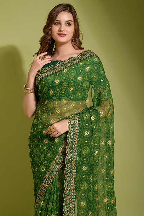 Gerogette Sequince Embroidered Work in Saree Collection