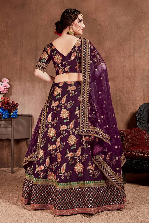 Get Latest Designer Bridal Purple Color Lehenga Choli With Double Dupatta