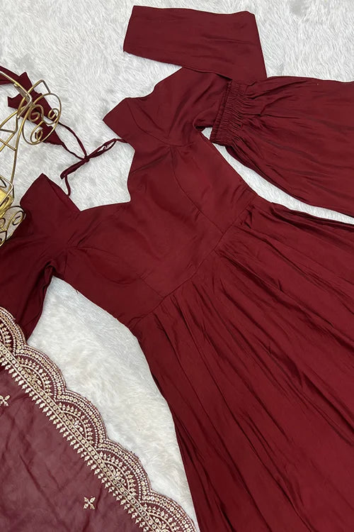 Ready to Wear Premium Pure Romansilk Anarkali Set with Dupatta