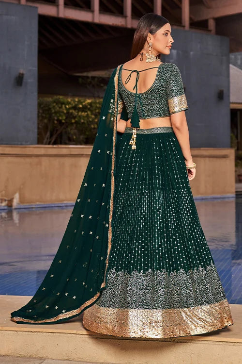 Stunning Green Bridal Lehenga Choli with Dupatta