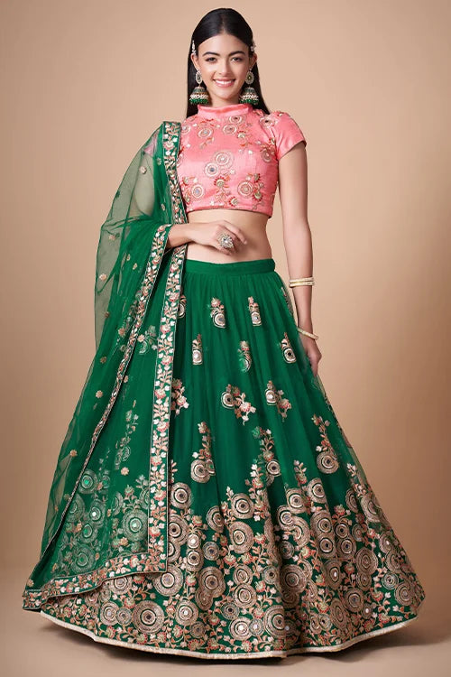Green Exquisite Embroidered Lehenga Choli Designs Timeless Elegance and Artistry