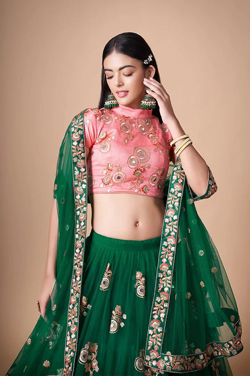 Green Exquisite Embroidered Lehenga Choli Designs Timeless Elegance and Artistry