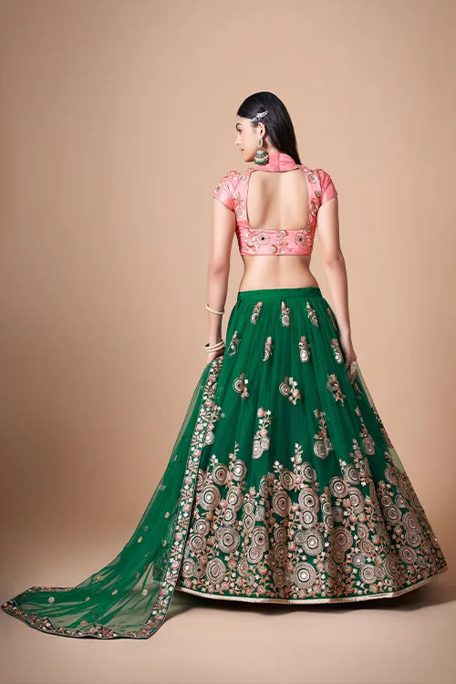 Green Exquisite Embroidered Lehenga Choli Designs Timeless Elegance and Artistry