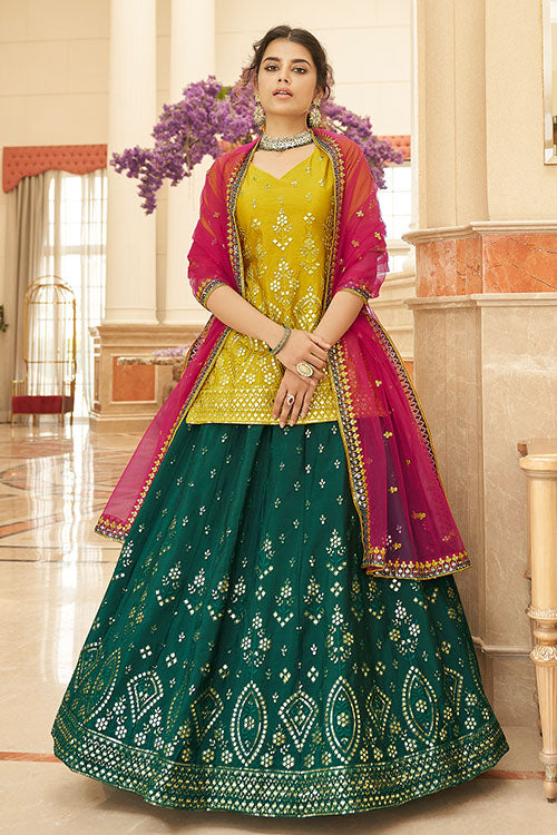 Green Gota Patti And Thread and Sequence Embroidered Lehenga Choi