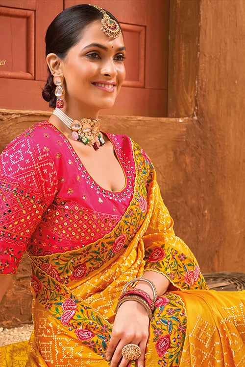 Marriage Haldi Saree with Designer Blouse Online