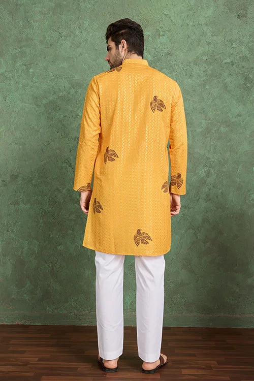 Haldi Special Mustard Yellow Kurta Pajama for Male
