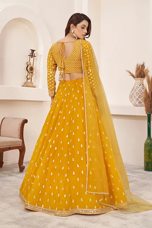 Haldi Special Yellow Color Sequins Embroidered Work Lehenga Choli