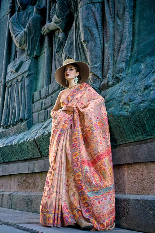 Kashmiri Pashmina Organza Silk Saree with Blouse