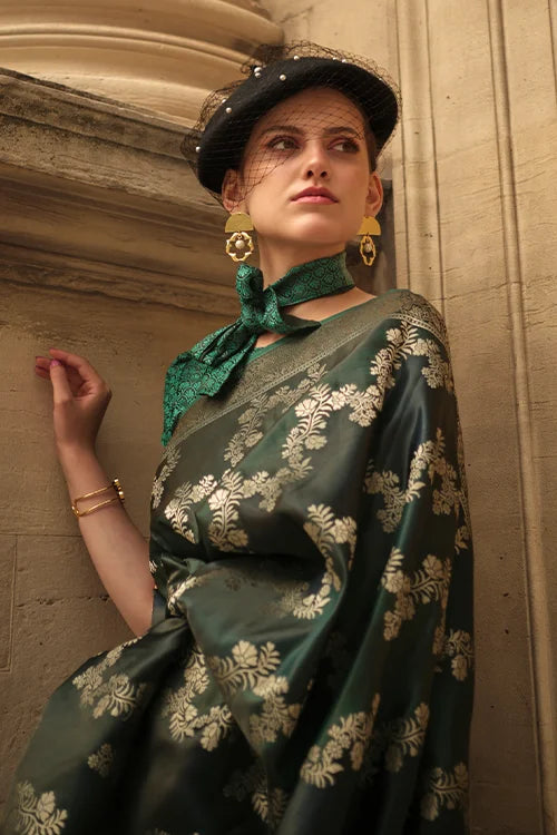 Banarasi Satin Silk Saree with Unstitched Blouse
