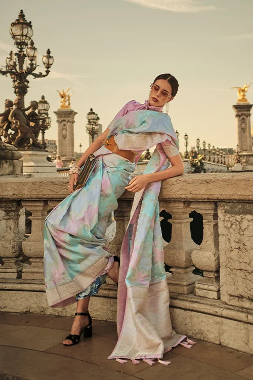 Banarasi Satin Silk Saree with Unstitched Blouse