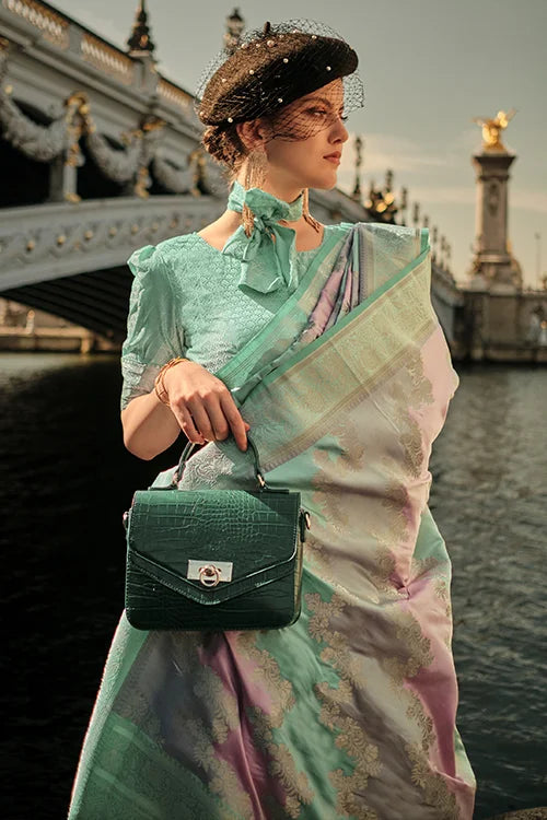 Pure Banarasi Satin Silk Handloom For Women Wear Collection