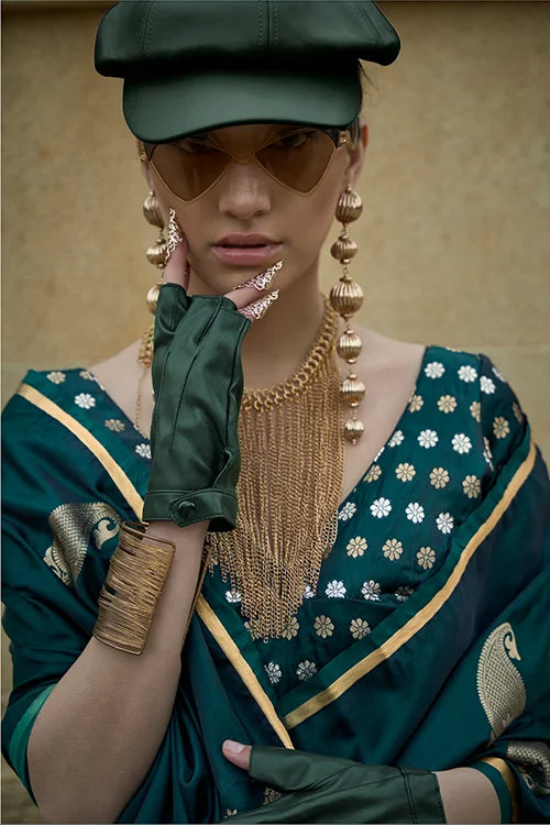 Copper Zari Weaving Silk Saree – Designer Saree