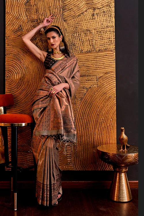 Handloom Weaving Silk Saree with Unstitched Blouse