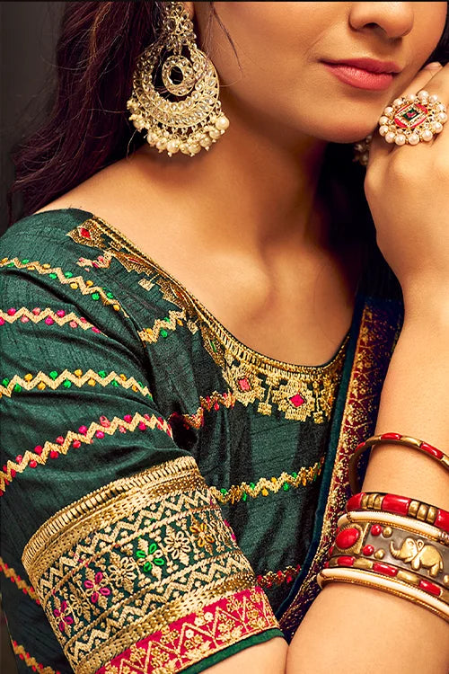 Vichitra Heavy Embroidery Saree with Designer Blouse