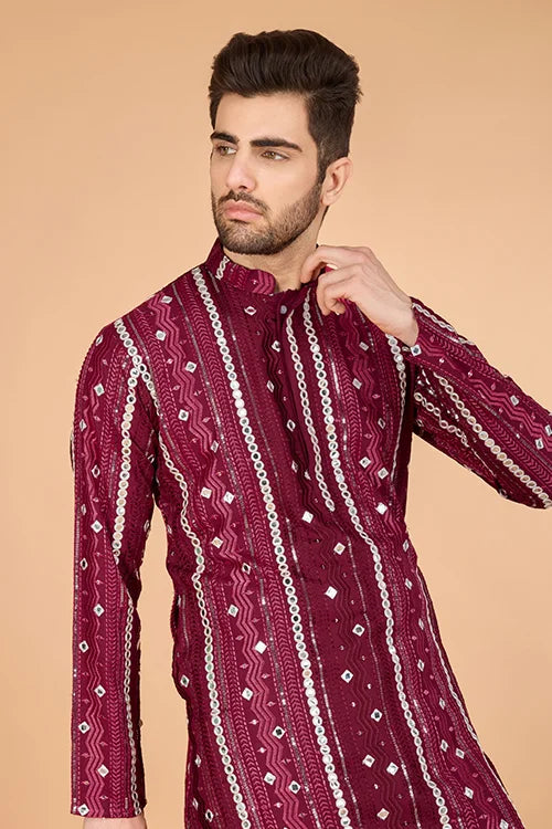 Stylish Wedding Wear Heavy Embroidered Mens Kurta