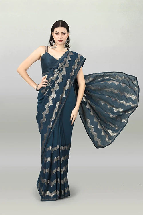 Designer Georgette Saree with Swarovski Border Online