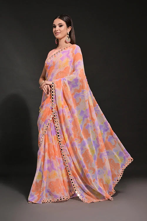 Heavy Georgette Fanta Saree with Designer Look