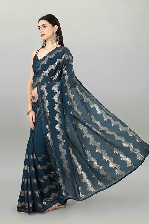 Designer Georgette Saree with Swarovski Border Online