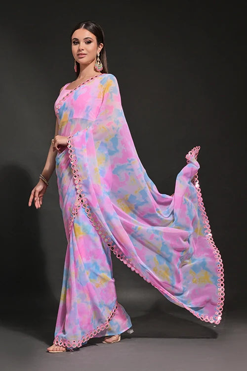 Bollywood Designer Pink Georgette Saree Online | Buy Now