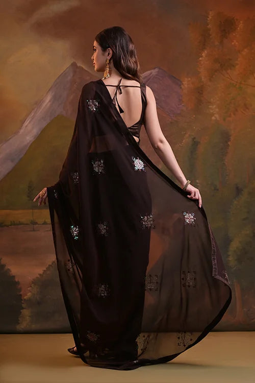 Stylish Sequin Embroidered Georgette Saree Collection