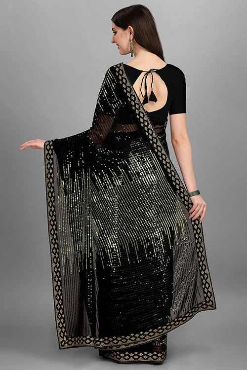 Bollywood Style Pista Green Georgette Saree Online