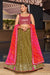 Indian Collection For Bridal Wear Lehenga Choli With Dupatta  Olive-Pink Colour