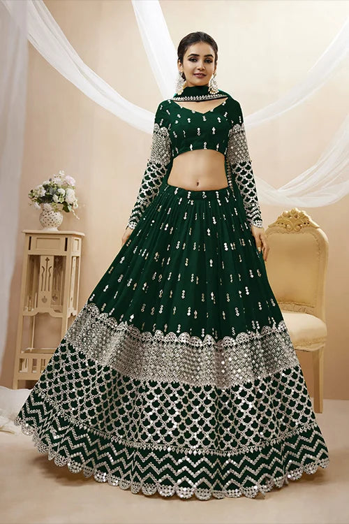 Indian Luxury Exclusive Tree Green Color  Embroidered Lehenga Choli
