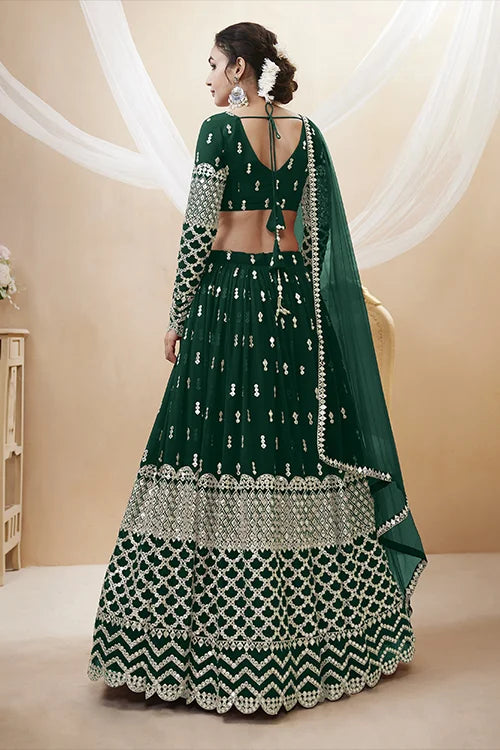 Indian Luxury Exclusive Tree Green Color  Embroidered Lehenga Choli